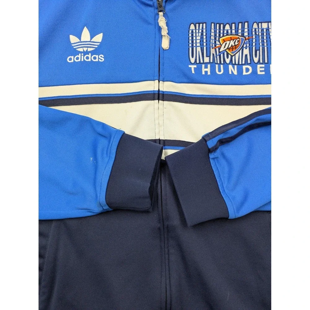 Oklahoma City Thunder Jacket Mens Large Blue Navy NBA Basketball Adidas Track